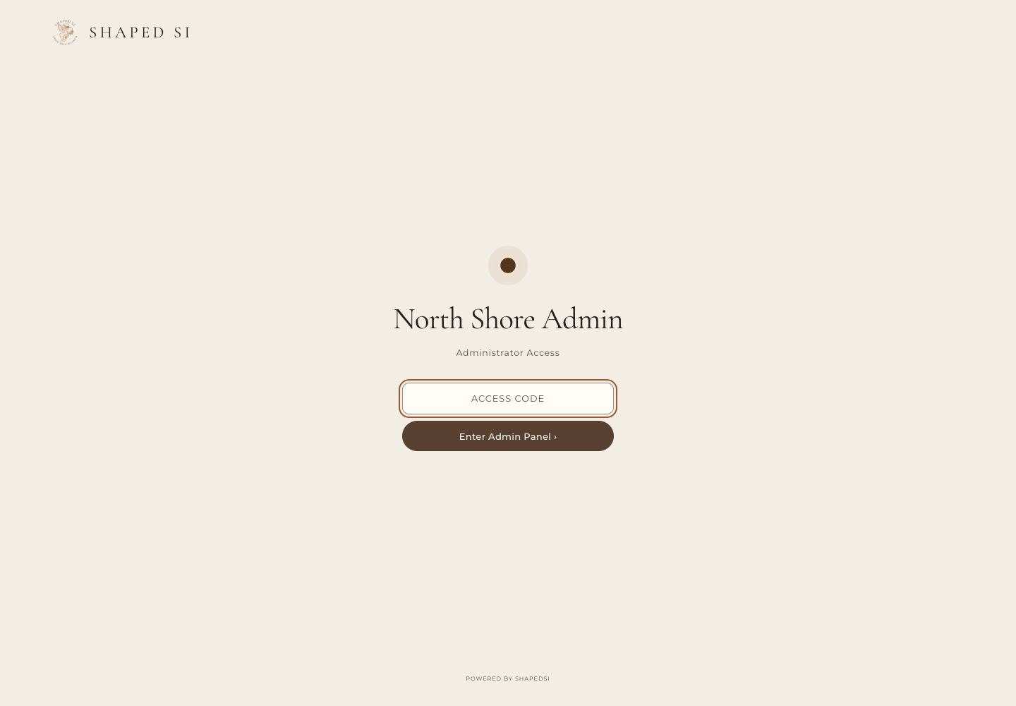 Admin dashboard interface